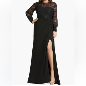 NWOT Mac Duggal Plus Size Long Sleeve Lace Illusion Gown Women’s 20W